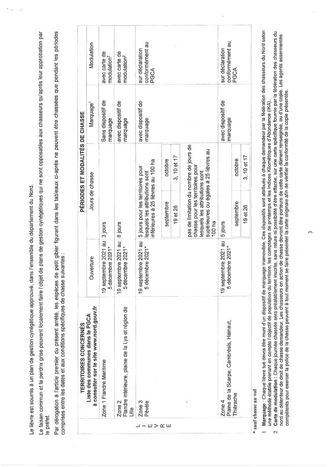 ARRETE PREFECTORAL CHASSE