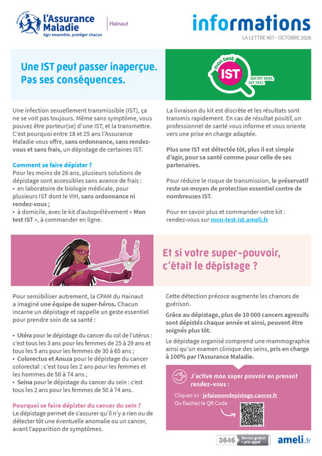 Lettre d'informations CPAM du Hainaut octobre 2026
