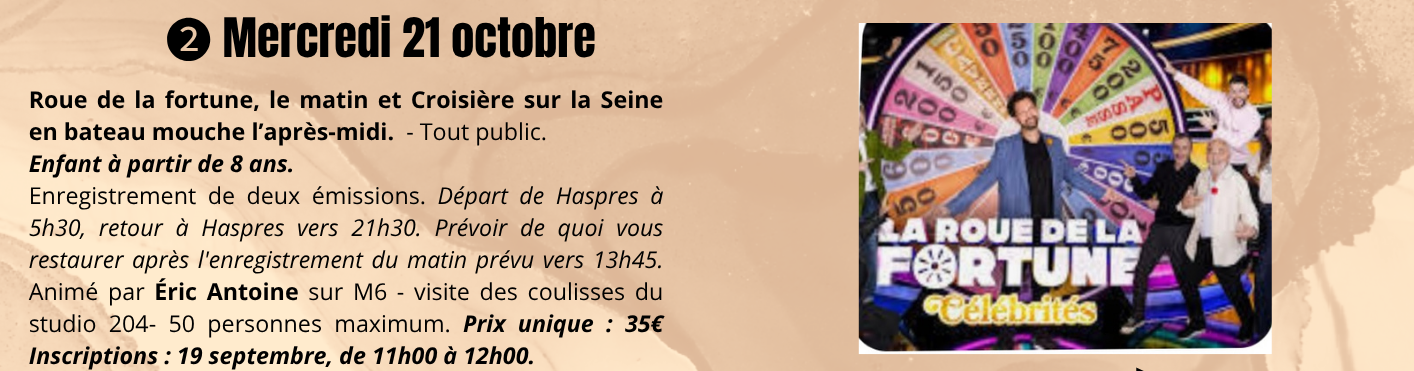 Roue de la fortune et croisière